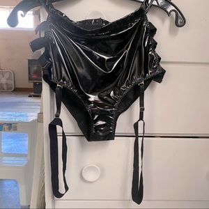 PVC Shorts With Attached Garters